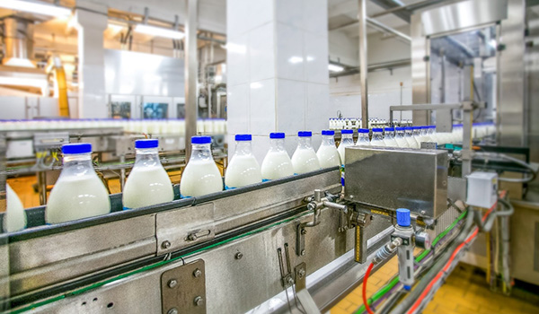 Embotellado estándar en una planta procesadora de lácteos