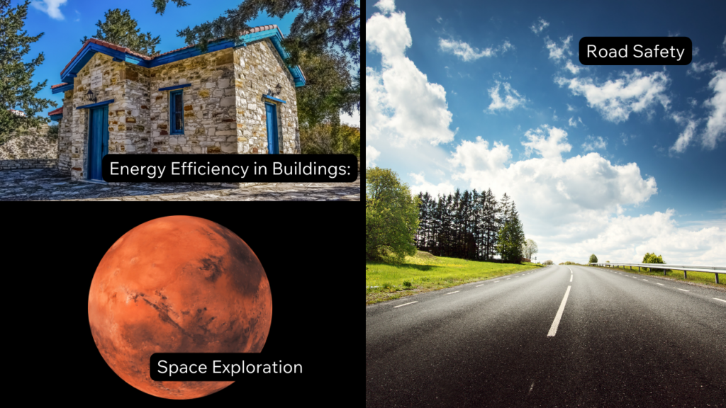 Real world applications of the TLS method include energy efficiency in buildings, road safety, and space exploration