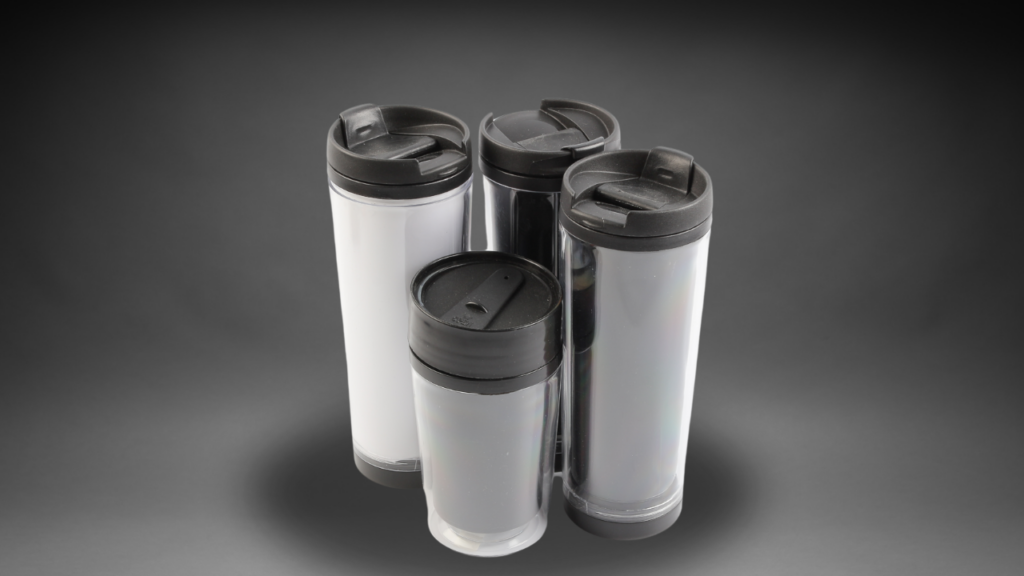 Travel mugs with tightly sealed lids.