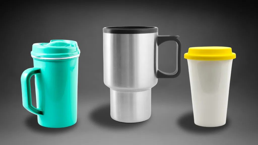 Common materials used in thermal mugs include plastic, stainless steel and ceramic.
