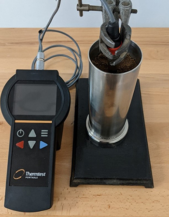 the Thermtest TLS 100mm sensor with soil set-up
