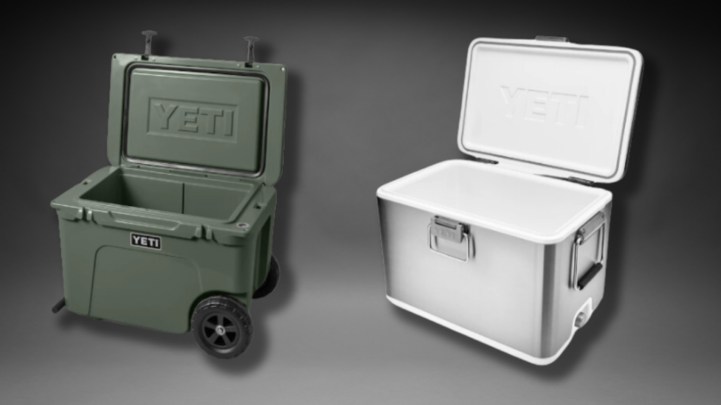 Thick walls of the YETI Tundra Haul compared with the sleek YETI V-Series