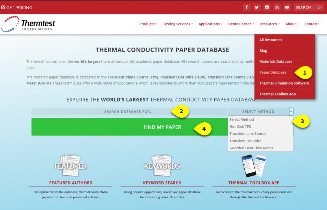 Thermtest's Paper Database Search Now With Method filters
