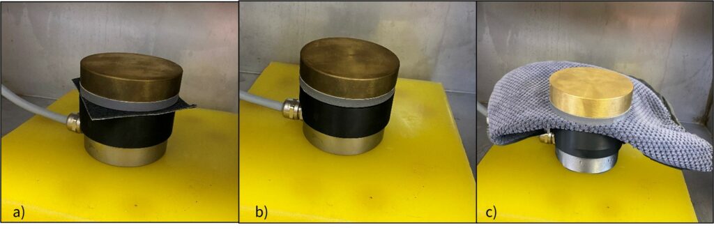 Experimental set up of leather, lexan and cloth